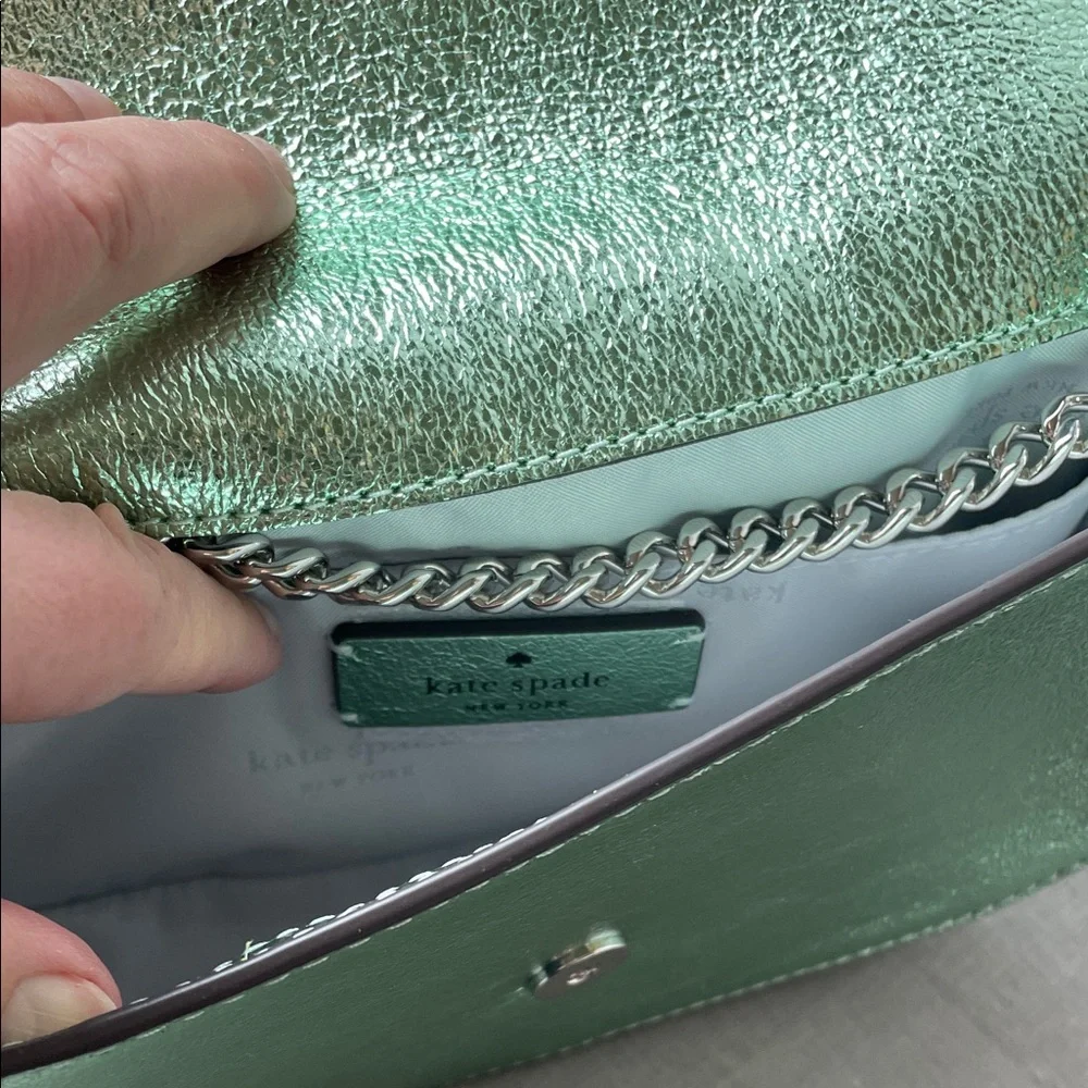 Kate Spade Metallic Seawater Green Crossbody Bag NWT